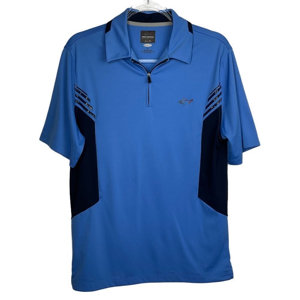 Greg Norman Blue Golf Short Sleeve Polo Shirt Small
